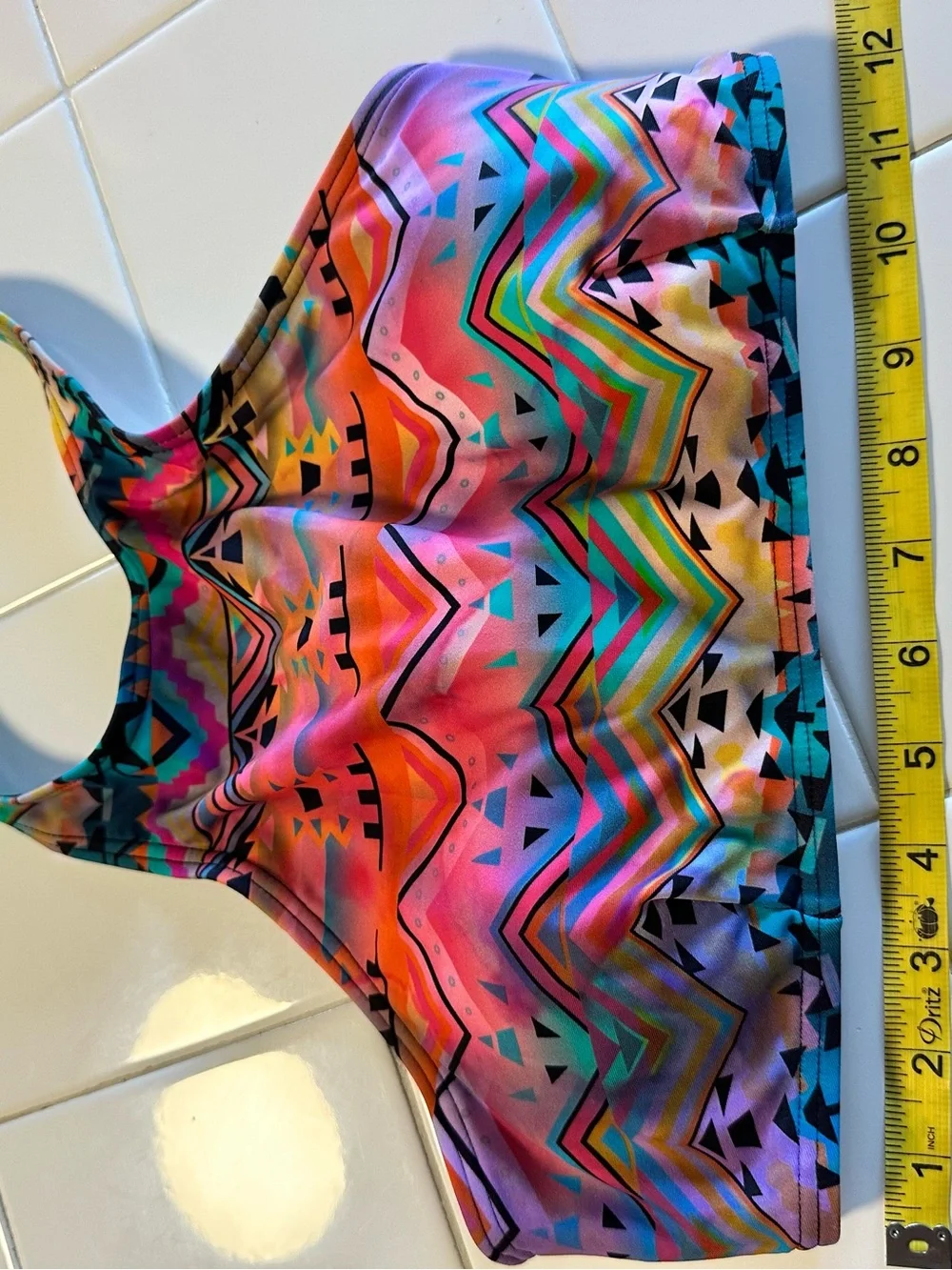 Multi-Color Patterned High-Neck Swim Top - Picture 4 of 10
